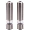 2pcs Stainless Steel Electric Automatic Pepper Mills Salt Grinder Silver - 2pcs