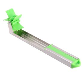 Watermelon Slicer Stainless Steel Watermelon Cubes Windmill Cutter Melon Knife Fruit Tools Kitchen Gadgets - Silver & Green