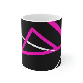 Decorative Ceramic Coffee Mug 15oz, Black And Pink Geometric Pattern - 11oz