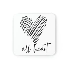 Home Decor, Coaster Set - 4 Piece Home/office, Say It Soul, All Heart Black Line Art Print - Cork