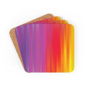 Corkwood Coaster Set - 4 Pieces / Multicolor Rainbow Mist - Cork