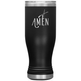 Boho Insulated Tumbler - 20oz, Amen, Engraved, Travel Mug - Black