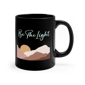 Black Ceramic Mug - 11oz, Say It Soul, Be The Light Illustration - 11oz