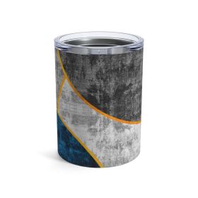 Insulated Tumbler 10oz, Black Blue Grey Circular Geometric Pattern Print - 10oz