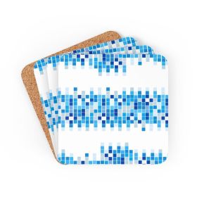 Corkwood Coaster 4 Piece Set, White & Blue Mosaic Style Coasters - Cork