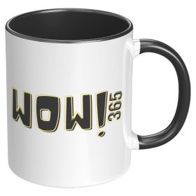 Coffee Cup, Accent Ceramic Mug 11oz, Wow! 365 - Black