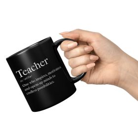 Coffee Cup, Decorative Black Ceramic Mug 11oz, Teachers Inspire - Default Title