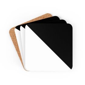 Corkwood Coaster 4 Piece Set, Black & White Geometric Style Coasters - Cork