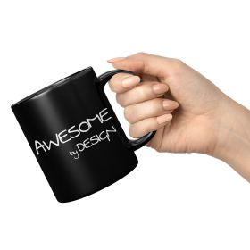 Coffee Cup, Decorative Black Ceramic Mug 11oz, Awesome By Design Print - Default Title