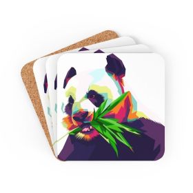 Corkwood Coaster Set - 4 Pieces / Colorful Pop Art Panda - Cork