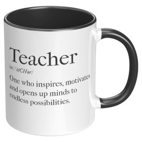 Coffee Cup, Accent Ceramic Mug 11oz, Teachers Inspire - Black