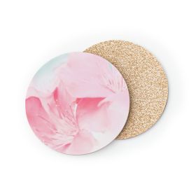 Home Decor Coaster Set Round/square, Pink Flower Bloom, Peaceful Spring Nature - Round