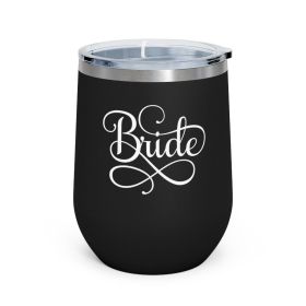 Insulated Tumbler - 12oz, Bride Accessories, Wedding - Black