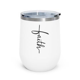 Insulated Tumbler - 12oz, Faith Christian Inspiration - White