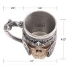 1pc Skull Knight Mug, Stainless Steel Viking Skull Mug, Creative Skeleton Beer Mug, Metal Skull Coffee Mug, Funny Gift, Home Kitchen Supplies - 400ml