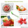 Watermelon Slicer Stainless Steel Watermelon Cubes Windmill Cutter Melon Knife Fruit Tools Kitchen Gadgets - Silver & Green