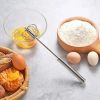 Stainless Steel Egg Rotary Whisk, Semi-Automatic Egg Beater Mixer - 14 inch