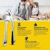 Premium Garlic Press;  Garlic Mincer Set of 3 with Silicone Roller Peeler & Cleaning Brush - Silver