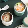 1pc Stainless Steel Soup Cup; Student Breakfast Cup; Outdoor Portable Milk Salad Soup Porridge Storage Can; Thermal Bag; Kitchen Supplies - Green