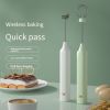Egg Beater Electric Handheld Rotary Egg Whisk Coffee Frothing Wand Cappuccino Frother Mixer USB Portable Kitchen Tools - White