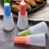 Silicone Flat-bottomed Barbecue Oil Bottle Brush BBQ Brushes - Pink
